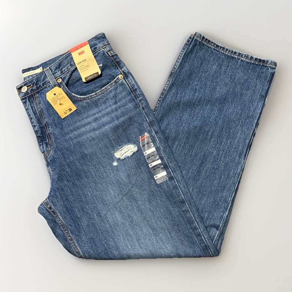 Levi's Low Pro Medium‎ Wash Mid-Rise Straight Leg Jeans Women's 38x30 Baggy Fit
